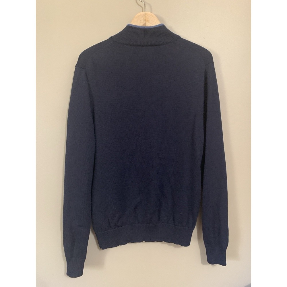 Brooks Brothers Extra Fine Italian Merino Wool Sweater Navy 1/4 Button Up Mens M - Picture 11 of 16